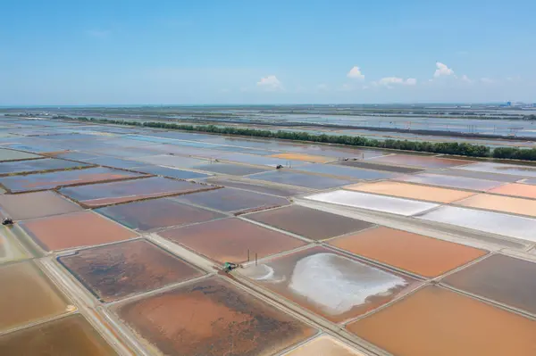 Aerial View Natural Sea Salt Ponds Lake Sea Farm Field —  Fotos de Stock