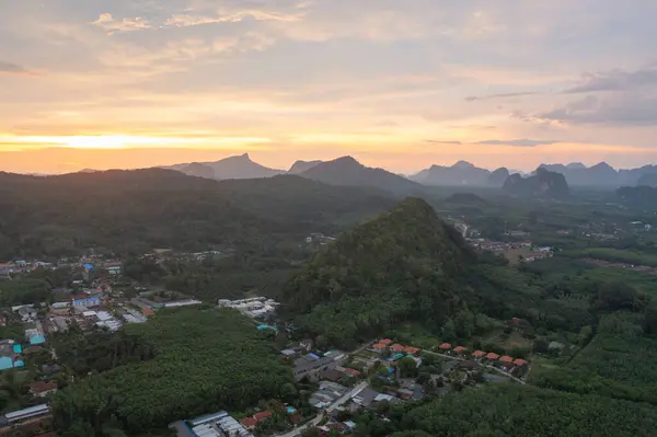 Aerial Top View Samet Nangshe Phang Nga City Town Lush — Stock Photo, Image