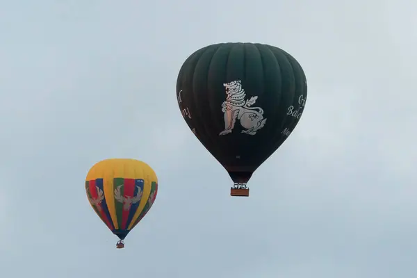 Balónky Létající Nad Barmskými Chrámy Bagan City Balónu Světového Dědictví — Stock fotografie
