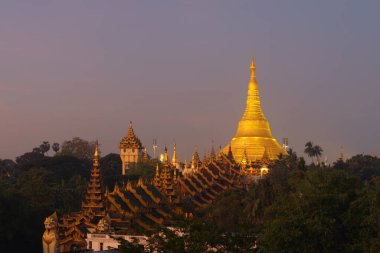 Shwedagon Pagoda, Bagan şehrinin Burma tapınakları, unesco dünya mirası, Yangon, Myanmar veya Burma. Turizm beldesi.