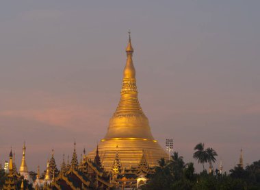Shwedagon Pagoda, Bagan şehrinin Burma tapınakları, unesco dünya mirası, Yangon, Myanmar veya Burma. Turizm beldesi.
