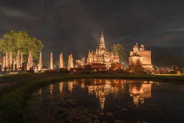 Sukhothai Historical Park Festival Buddha Pagode Stupa Tempel Sukhothai Thailand – stockfoto