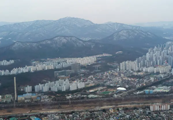 Vista Aérea Seul Downtown Skyline Coreia Sul Distrito Financeiro Centros Fotografias De Stock Royalty-Free