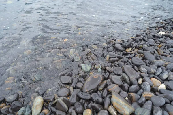 Žulové Štěrkové Kameny Skály Podlahy Vzor Povrch Textury Mořském Jezeře — Stock fotografie