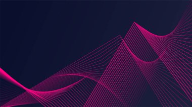 Canlı pembe geometrik çizgiler içeren soyut dijital sanat koyu arkaplanda dinamik dalga desenleri oluşturur.