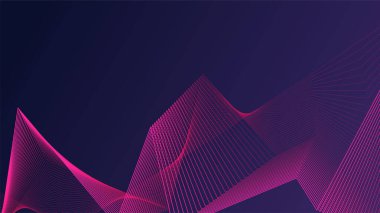 Canlı pembe geometrik çizgiler içeren soyut dijital sanat koyu arkaplanda dinamik dalga desenleri oluşturur.