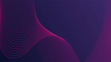 Koyu mavi arkaplanda pembe çizgiler, soyut dalga desenleri, düzgün akış eğrileri, kıvrımlı çizgiler nazik dalgalar oluşturan minimalist soyut tarzlar..