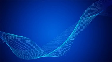 kıvrımlı çizgiler sıvı dalga şekilleri oluşturur. Gradyan gölgeler derinlik ve hareket hissi yaratır.