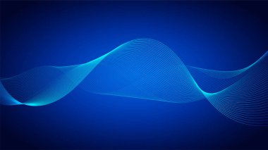 kıvrımlı çizgiler sıvı dalga şekilleri oluşturur. Gradyan gölgeler derinlik ve hareket hissi yaratır.