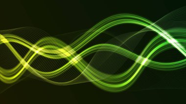 Canlı neon ışıkları olan dinamik dijital dalga. Bu fütüristik grafik pürüzsüz veri akışını ve teknolojik hareketi gösteriyor.