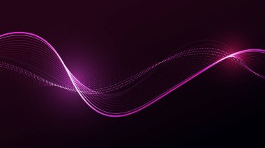 Parlak parçacıkların dinamik soyut dalgaları. Bu fütüristik dijital grafik düzgün veri akışını ve teknolojik hareketi gösteriyor