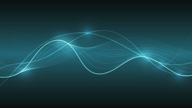 Parlak çizgilerle soyut dijital arkaplan. Derin perspektif ve enerji akışını gösteren dinamik fütüristik bir kompozisyon