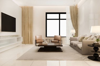 3D işlemeli lüks ve modern oturma odası Deri kanepe ve lamba