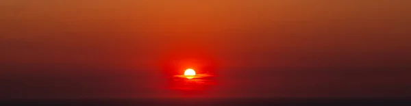 Coucher Soleil Panoramique Nuages Sur Mer Panorama Web Bannière Tête — Photo