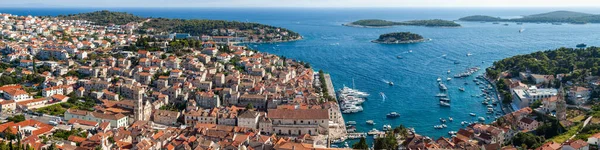 Панорама Міста Хвар Острів Хвар Хорватія Panoramic Web Banner Заголовок — стокове фото