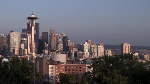 Seattle City Skyline Space Needle Seattle Washington Eua — Vídeo de Stock