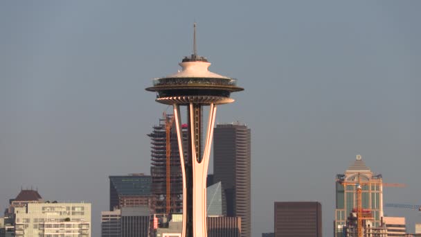 Space Needle Seattle Washington Usa August 2019 Seattle City Skyline — Stock Video