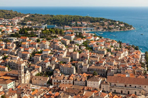 Vista Elevada Del Paseo Marítimo Ciudad Hvar Isla Hvar Croacia — Foto de Stock