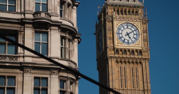 Біг Бен Будинки Парламенту Синьому Небі Літо Лондон Англія — стокове відео