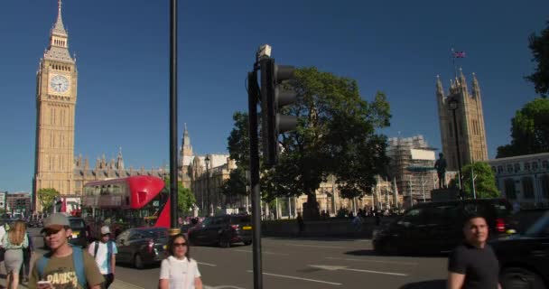 Big Ben London Polska Zjednoczone Królestwo Czerwca 2022 Ludzie Taksówki — Wideo stockowe