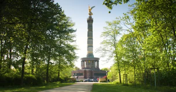 Victory Column Vagy Siegessaule Berlin Németország Európa Tiergarten Közparkjából — Stock videók