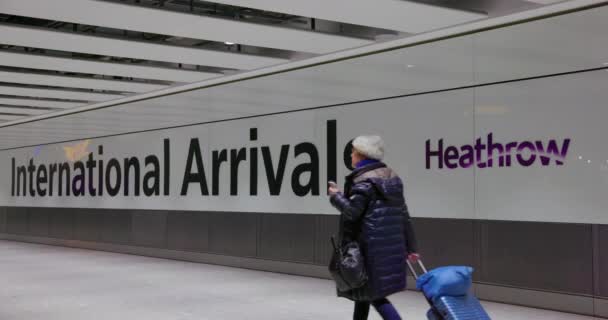 Heathrow Havaalani Londra Şubat 2023 Uluslararası Varış Heathrow Havaalanı Terminal — Stok video