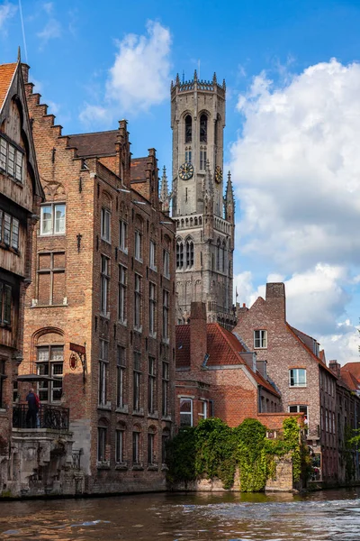 Brygge Belgien Augusti 2014 Quai Rosaire Och Den Historiska Stadskärnan — Stockfoto