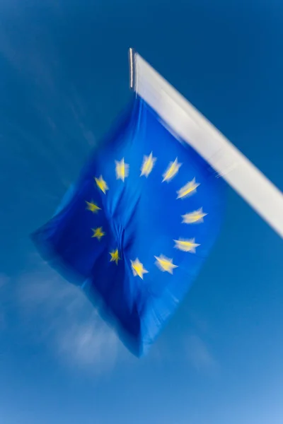 Strzał Flagi Europejskiej Efektem Rozmycia Zoomu Obraz Stockowy