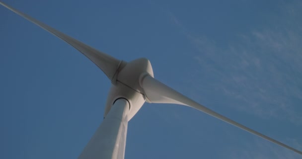 Wind Turbine Windmill Turning Blue Sky Clouds — Stock Video