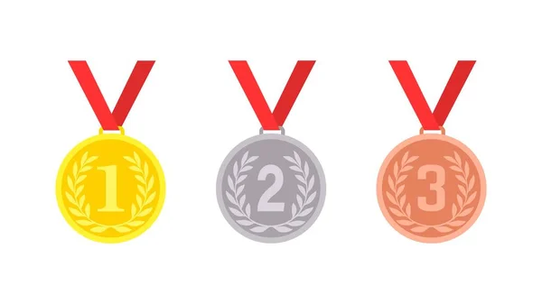 Tilldela Guld Silver Och Brons Medalj Mall Pris Till Vinnare — Stock vektor
