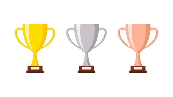 Gold Silber Und Bronzepokal Ausgezeichnete Amphoren Für Gewinner Von Wettbewerben — Stockvektor