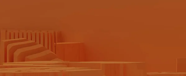 Figuras Tecno Futuristas Sobre Fondo Naranja Bloques Geométricos Posavasos Color —  Fotos de Stock