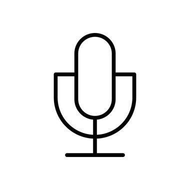 Mikrofon tribün ikonunda. Stüdyo podcast ve ses kayıt ekipmanları müzik ve konser vektör etkisi