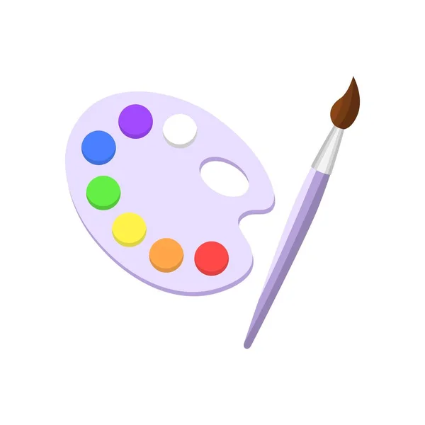 Palette Avec Pinceau Peintures Colorées Planche Dessin Ovale Pour Artiste — Image vectorielle
