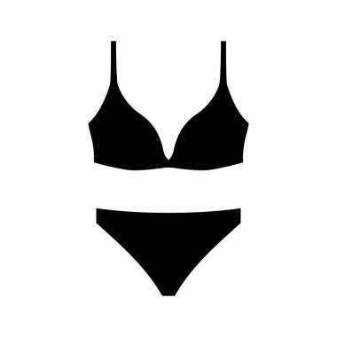 Zarif siyah kadın külotu ve sütyen kalıbı. Moda tasarımlı seksi iç çamaşırları. Klasik vektör stiline sahip yeni koleksiyondan şık mayo
