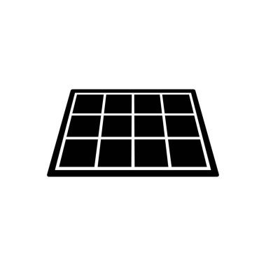Güneş pili simgesi. Sürekli yenilenebilir vektör güç kaynağı ile ışık enerjisi elde etmek için kareler halinde hücreli eko güneş paneli