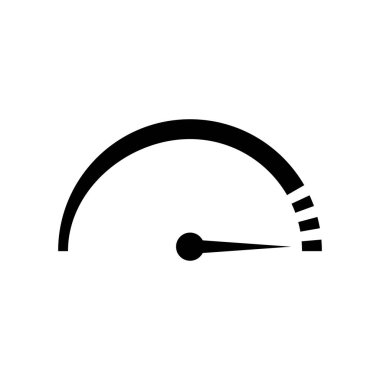 Round scale speedometer icon. Power and acceleration symbol with simple sensor interface and vector control indicator