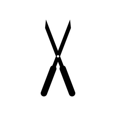 Garden shears silhouette. Sharp tool for pruning branches and garden hedge design with handles and vector pruner