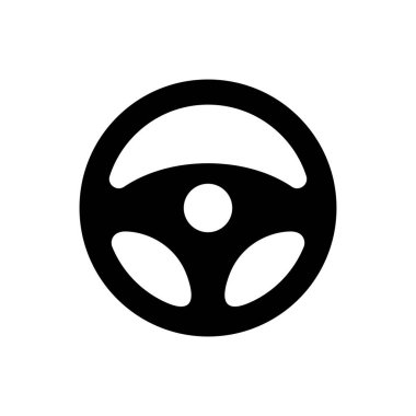 Car steering wheel silhouette. Black wheel transport control with classic tuning and simple vector drive