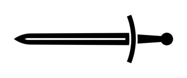 Şövalye kılıcı ikonu. Ortaçağ keskin silahlarıyla muharebe ve antika düelloları için vektör düşman