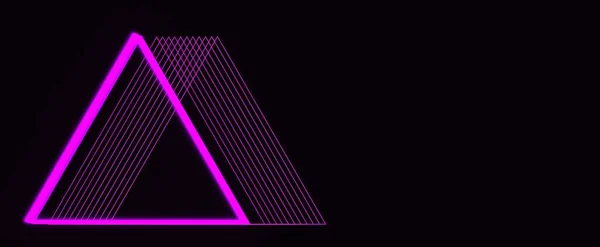 Triángulo Energía Púrpura Con Fondo Reflexión Digital Banner Distorsionado Brillo —  Fotos de Stock