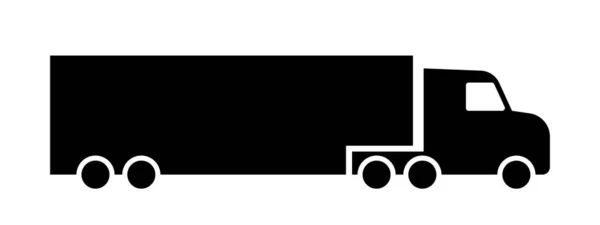 長距離トラックのアイコン 重いコンテナとベクトル負荷と国内および大陸間輸送の商品の配送のための輸送車両 — ストックベクタ