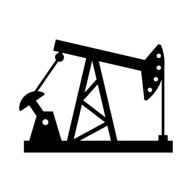 Yağ makinesi sallanan sandalye ikonu. Vektör fabrikasında işlenmemiş petrolü işlemek ve temizlemek için endüstriyel pompa ve sondaj