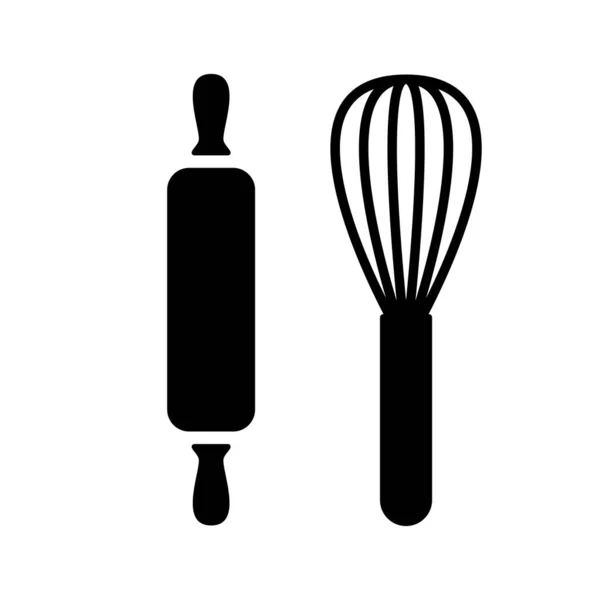 Виски Каток Оборудование Черной Кухни Смешивания Ингредиентов Приготовления Пищи Взбивания — стоковый вектор