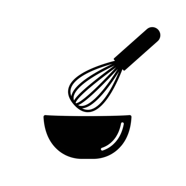 Виски Миской Взбивания Черная Кухня Стальное Оборудование Смешивания Ингредиентов Приготовления — стоковый вектор