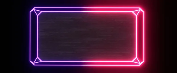 Gloeiende Neon Rechthoek Frame Techno Paars Geven Vlam Van Cyberpunk — Stockfoto