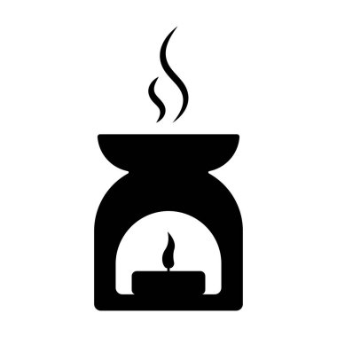 Mumlu Aroma lambası. Yağlar için tabağı olan seramik standı ve meditasyon için dumanlı aroma ve rahatlık rahatlatıcı spa vektör tasarımı