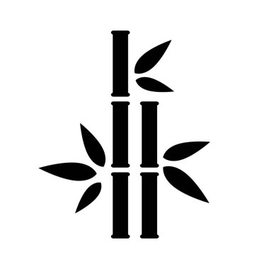 Bambu siyah dal süslemesi. Yaprak ve dalların basit meditasyon süslemeleri ve vektör tasarımı için zarif doğu stili ile dekoratif izlerinin rahatlatılması