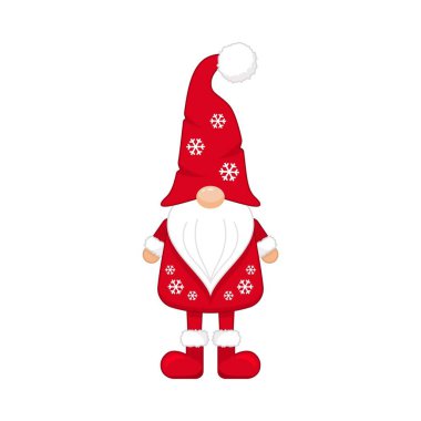 Noel cücesi şapkalı, kar taneli ve şenlikli kırmızı çizmeli. Şapkalı yeni yıl karakteri gözlerini beyaz sakallı İskandinav zenginlik ve refah sembolüyle kaplıyor.