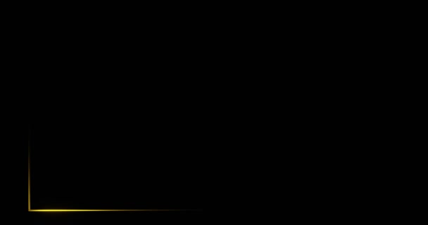 Рамка Шаблоном Светящейся Золотой Балки Черный Прямоугольник Освещаемый Рендеринг Золотой — стоковое видео